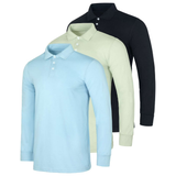 (6-Pack) Men's Cotton Jersey Long-Sleeve Polo Shirts Men's Tops - Tophatter Daily Deals