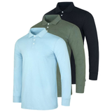 (6-Pack) Men's Cotton Jersey Long-Sleeve Polo Shirts Men's Tops - Tophatter Daily Deals