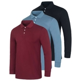 (6-Pack) Men's Cotton Jersey Long-Sleeve Polo Shirts Men's Tops - Tophatter Daily Deals