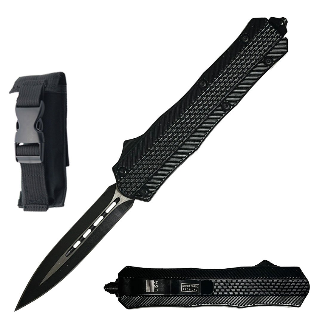 9" Black Abyssal Apparatus OTF Automatic Out the Front Knife - Tophatter's Inc. Weapons Store Online Collectible Weapons - Tophatter Daily Deals