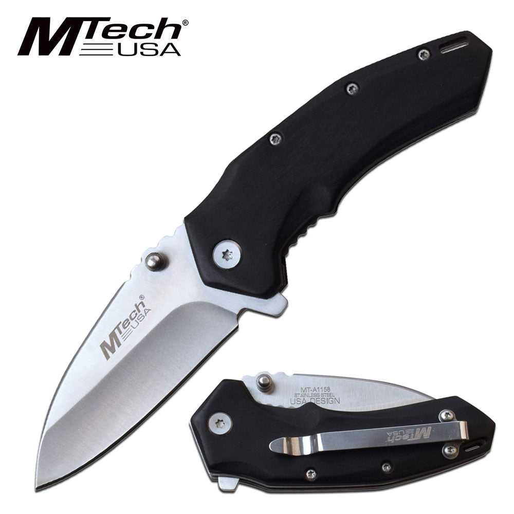 Mtech Pocket Knife Black Pakkawood Handle Spring Assisted Knife Collectible Weapons - Tophatter Daily Deals