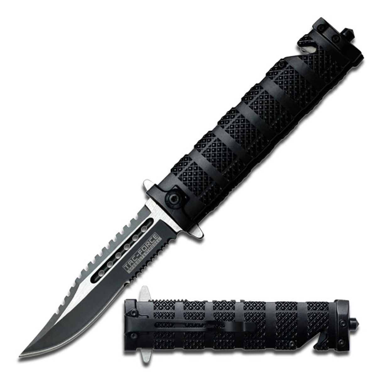 Spring Assisted - 'Legal Auto Knife' - Black Tactical Fighter - Tophatter's Guns'N'Weapons Store Collectible Weapons - Tophatter Daily Deals