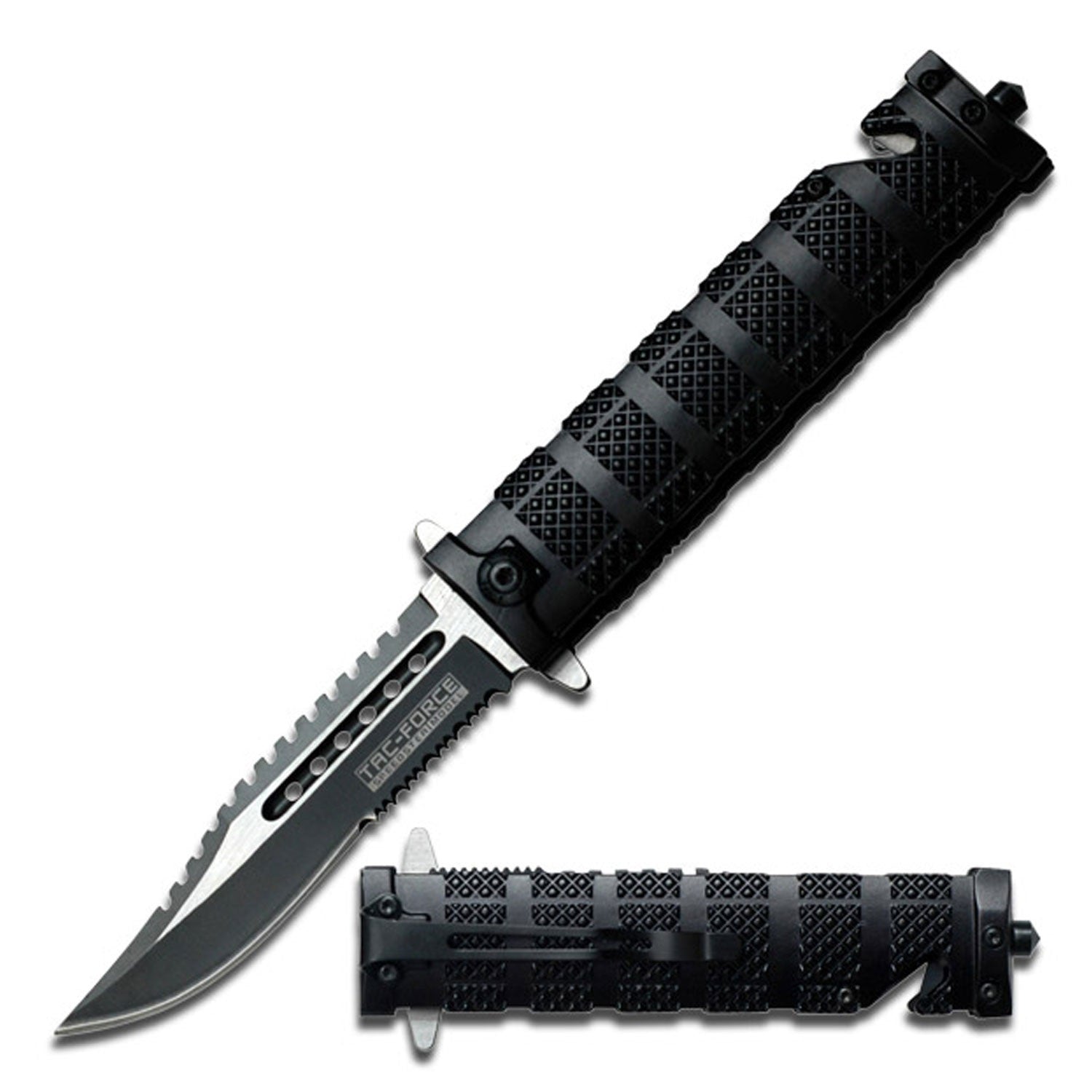 Spring Assisted - 'Legal Auto Knife' - Black Tactical Fighter - Tophatter's Army Products & Self Defense Collectible Weapons - Tophatter Daily Deals