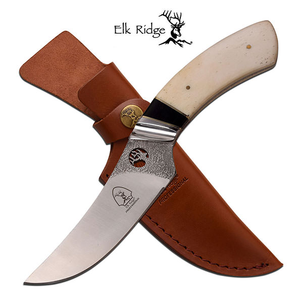 Elk Ridge 9.75 Inch Fixed Blade Hunting Knife Bone Handle - Tophatter's Guns'N'Weapons Store Collectible Weapons - Tophatter Daily Deals