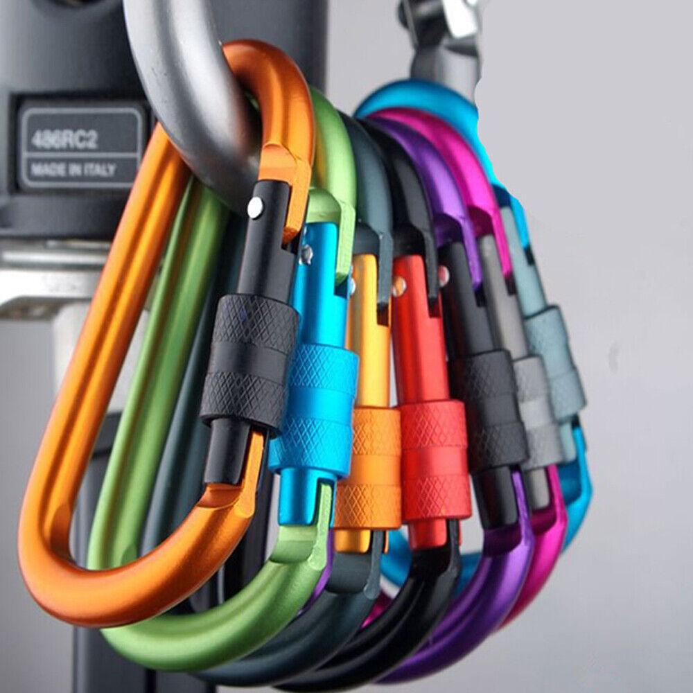 Heavy Duty Carabiner Clips UK - 6X Carabiner Hook D-Ring Screw Lock Outdoor Rock Buckle Max 50KG Apparel & Accessories - Tophatter Daily Deals