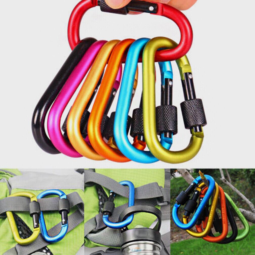 Heavy Duty Carabiner Clips UK - 6X Carabiner Hook D-Ring Screw Lock Outdoor Rock Buckle Max 50KG Apparel & Accessories - Tophatter Daily Deals