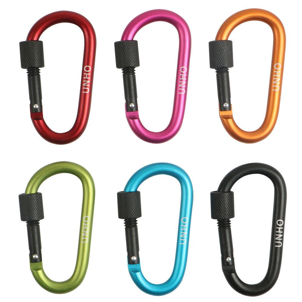 Heavy Duty Carabiner Clips UK - 6X Carabiner Hook D-Ring Screw Lock Outdoor Rock Buckle Max 50KG Apparel & Accessories - Tophatter Daily Deals