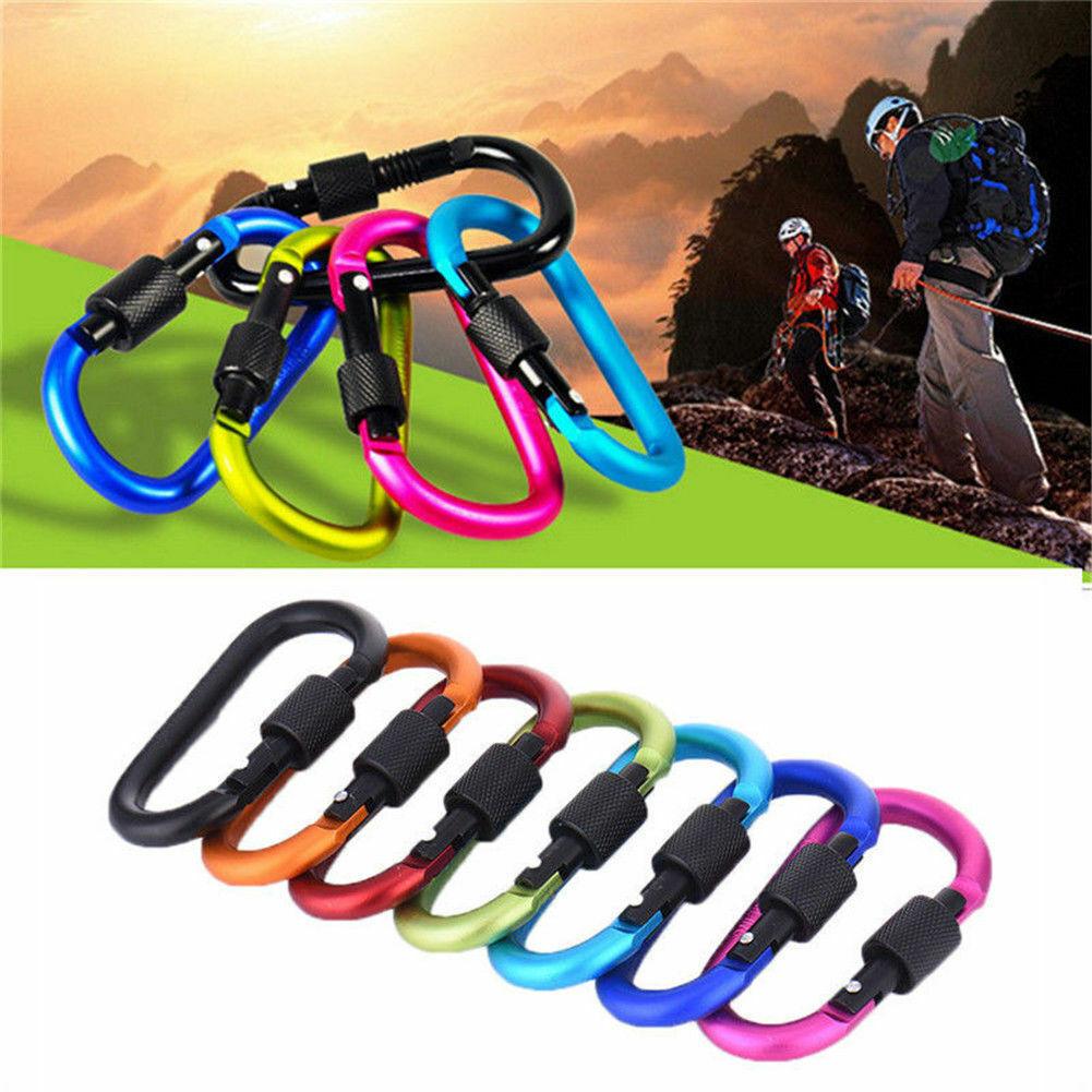 Heavy Duty Carabiner Clips UK - 6X Carabiner Hook D-Ring Screw Lock Outdoor Rock Buckle Max 50KG Apparel & Accessories - Tophatter Daily Deals
