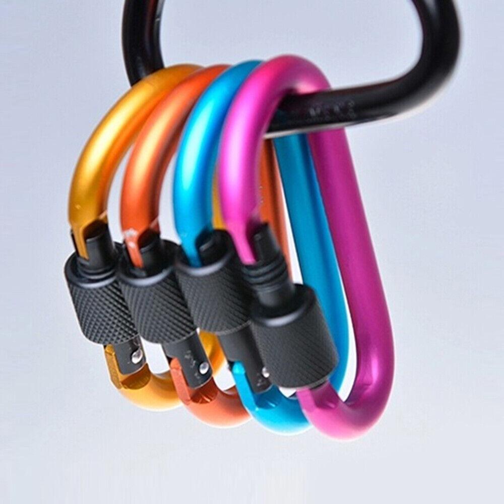 Heavy Duty Carabiner Clips UK - 6X Carabiner Hook D-Ring Screw Lock Outdoor Rock Buckle Max 50KG Apparel & Accessories - Tophatter Daily Deals