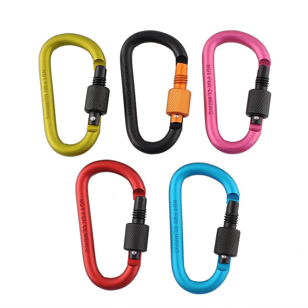 Heavy Duty Carabiner Clips UK - 6X Carabiner Hook D-Ring Screw Lock Outdoor Rock Buckle Max 50KG Apparel & Accessories - Tophatter Daily Deals