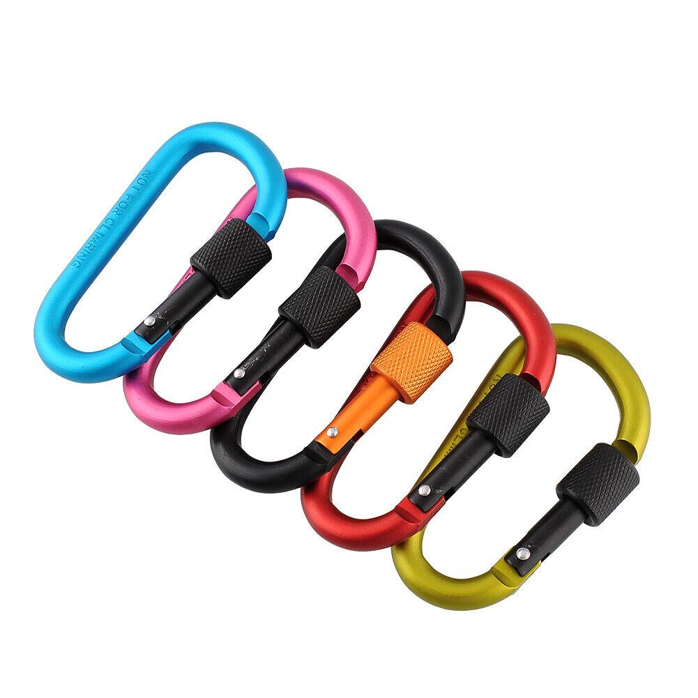 Heavy Duty Carabiner Clips UK - 6X Carabiner Hook D-Ring Screw Lock Outdoor Rock Buckle Max 50KG Apparel & Accessories - Tophatter Daily Deals