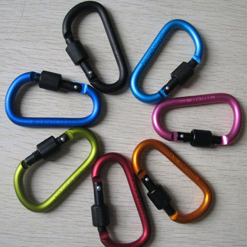 Heavy Duty Carabiner Clips UK - 6X Carabiner Hook D-Ring Screw Lock Outdoor Rock Buckle Max 50KG Apparel & Accessories - Tophatter Daily Deals