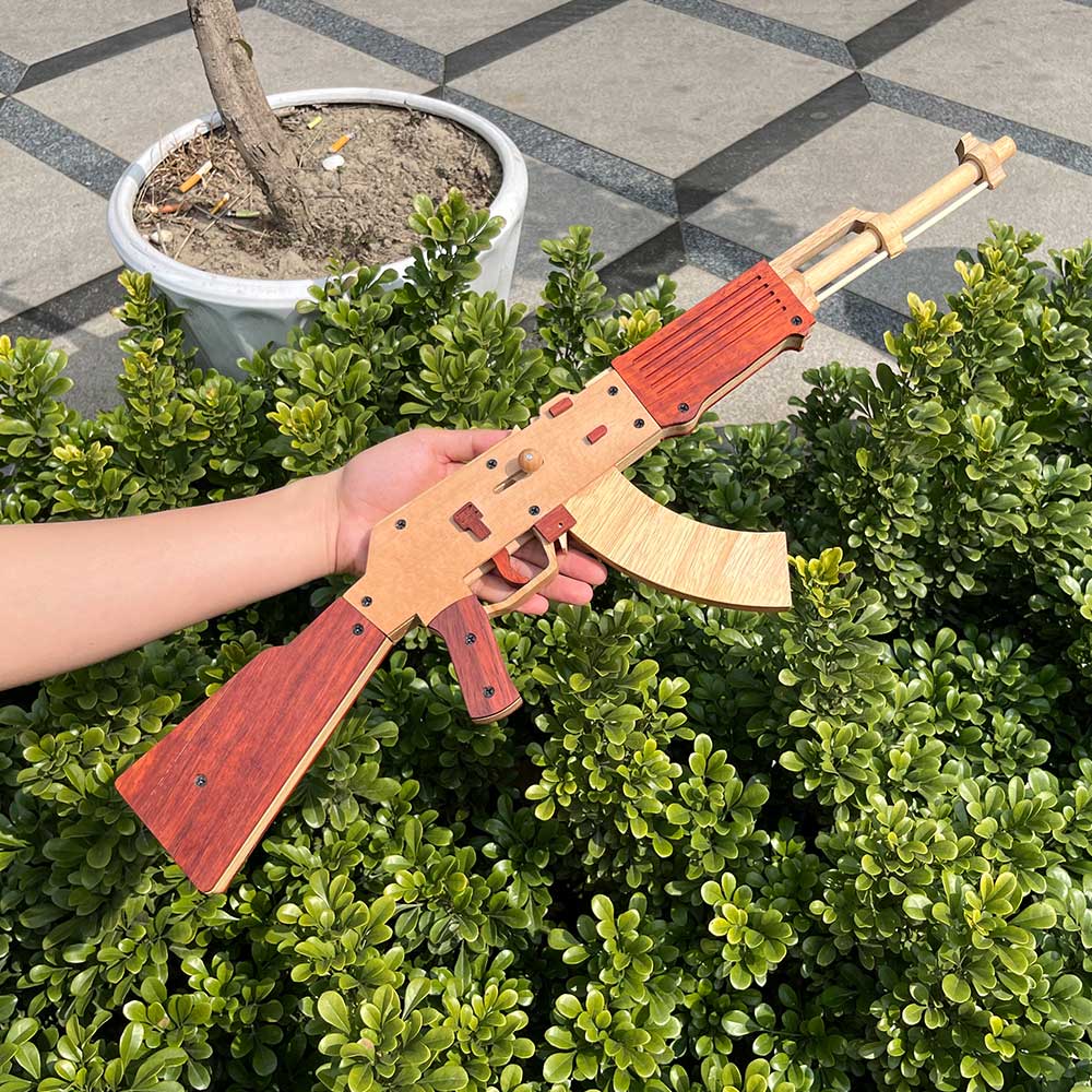 AK47 Wooden Replica Rubber Band Gun Model Kit - Tophatter Daily Deals
