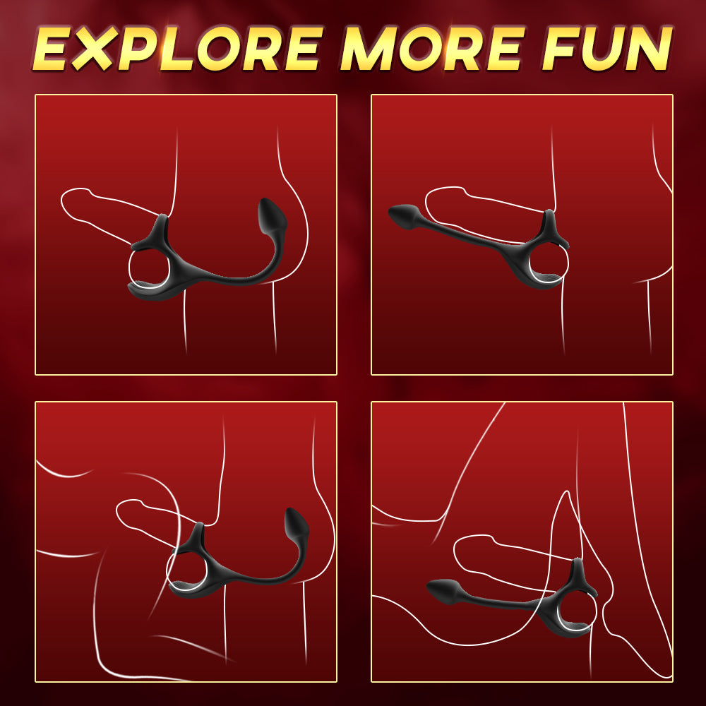 Zenith - Vibrating Anal Plug with Penis Rings Penis Rings - Tophatter Daily Deals