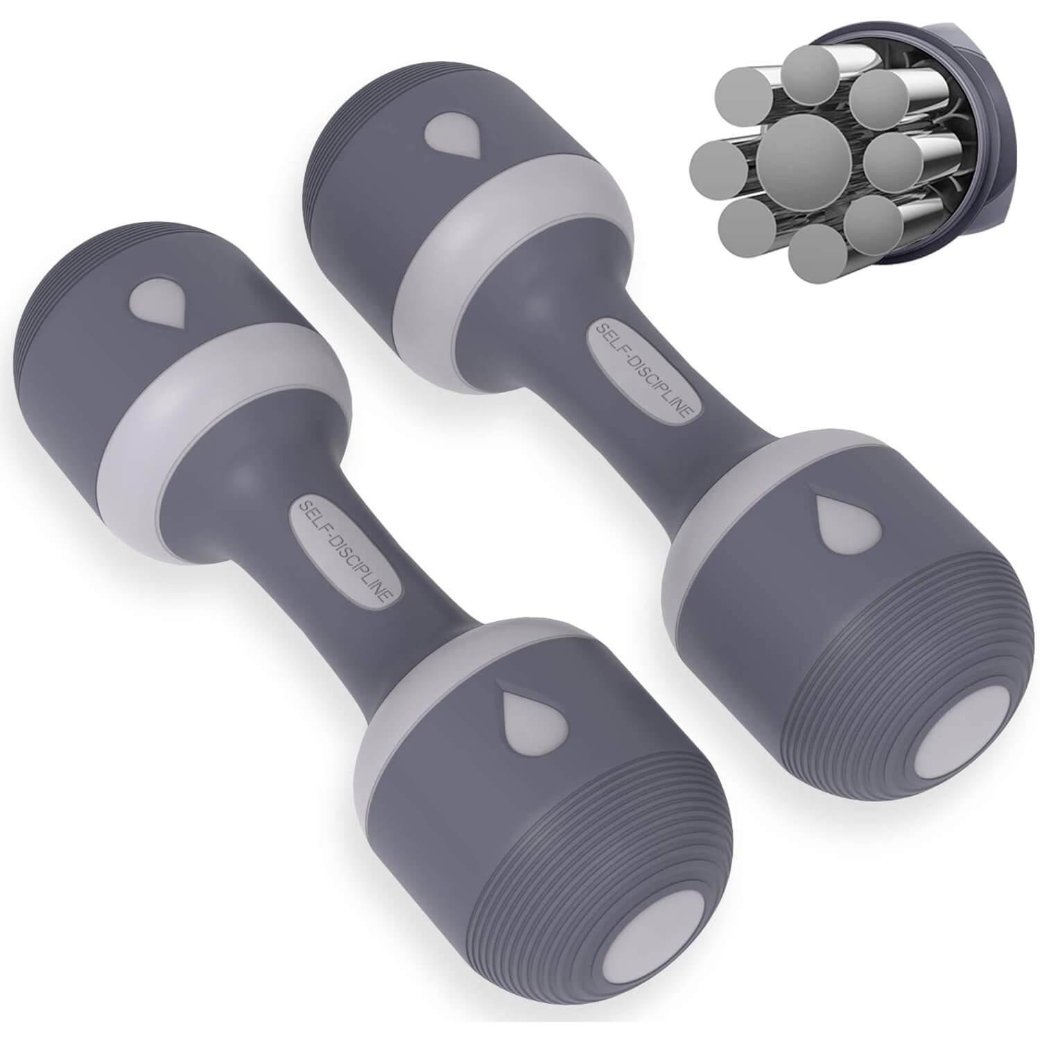 Weights Dumbbell Set - 5-IN-1 Adjustable Weights Dumbbell Set Gray Dumbbeells - Tophatter Daily Deals