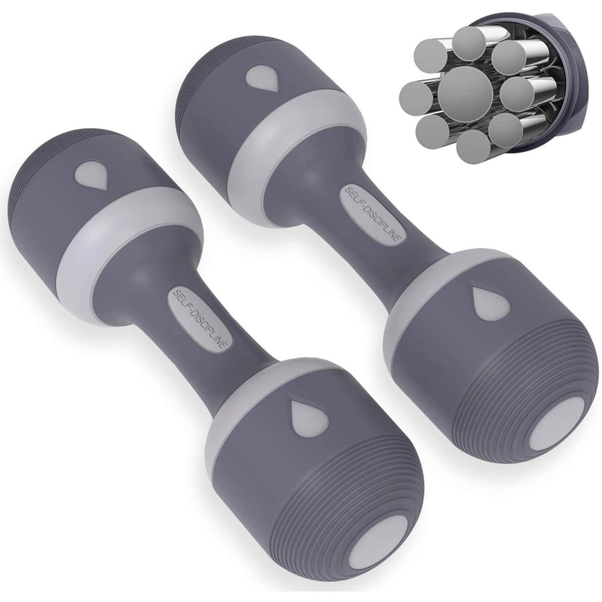 Weights Dumbbell Set - 5-IN-1 Adjustable Weights Dumbbell Set Gray Dumbbeells - Tophatter Daily Deals