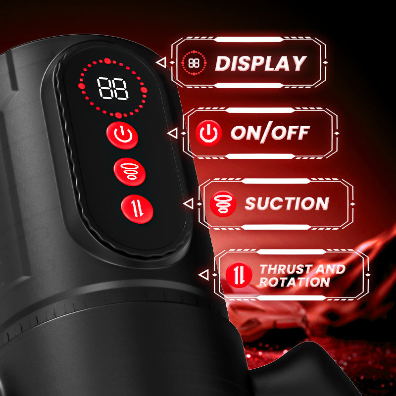 Acmejoy - Terminator 9 Telescopic Rotating Sucking with Handle Male Stroker - Tophatter Daily Deals