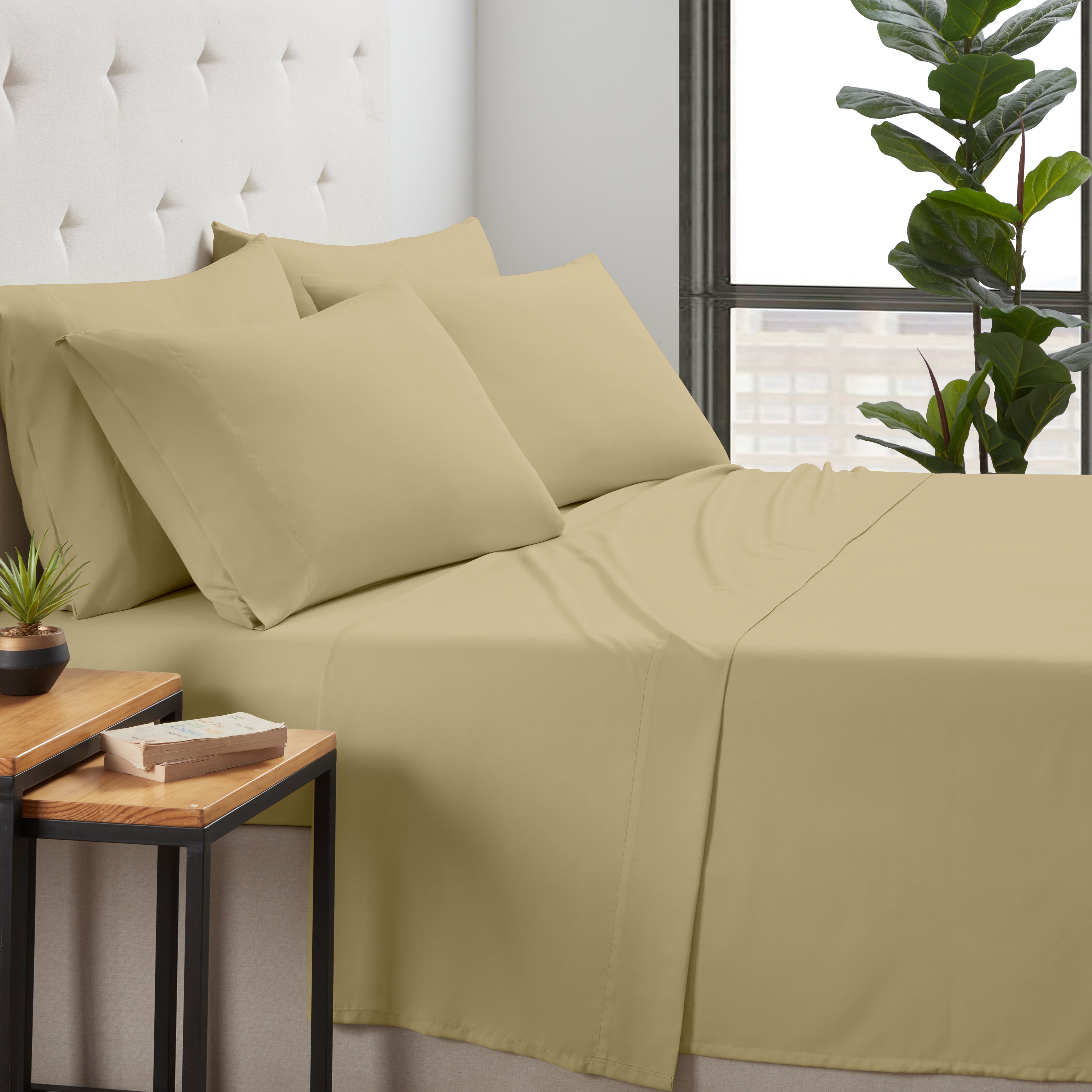 Kathy Ireland 6 Piece Bamboo Cooling Sheet Set Beige Bedding - Tophatter Daily Deals