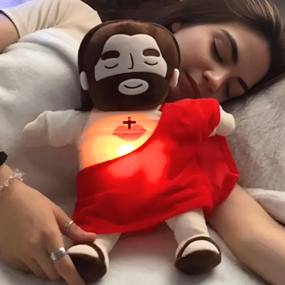 Soft Soothing Breathing Jesus Plushie for Kids Bedtime Red - Tophatter Daily Deals