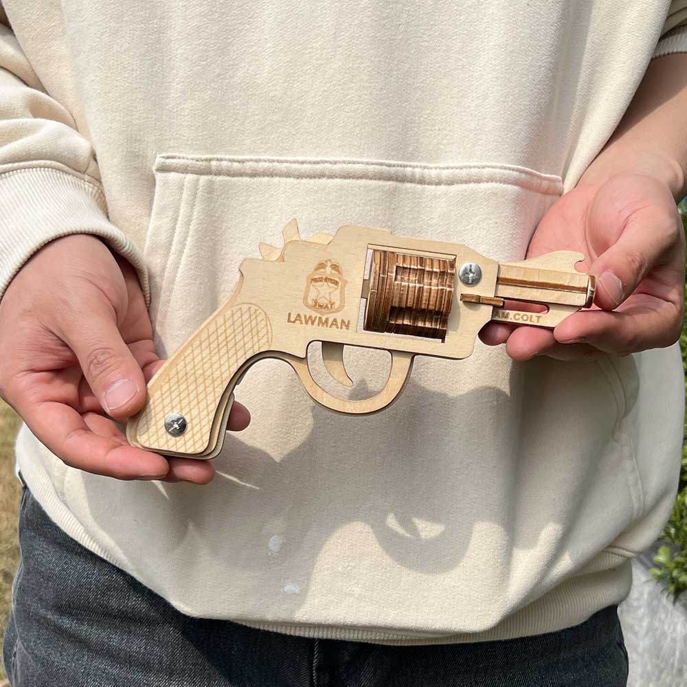 Assembled Colt Law Enforcement Officer Wooden Rubber Band Gun Model Kit - Tophatter Daily Deals