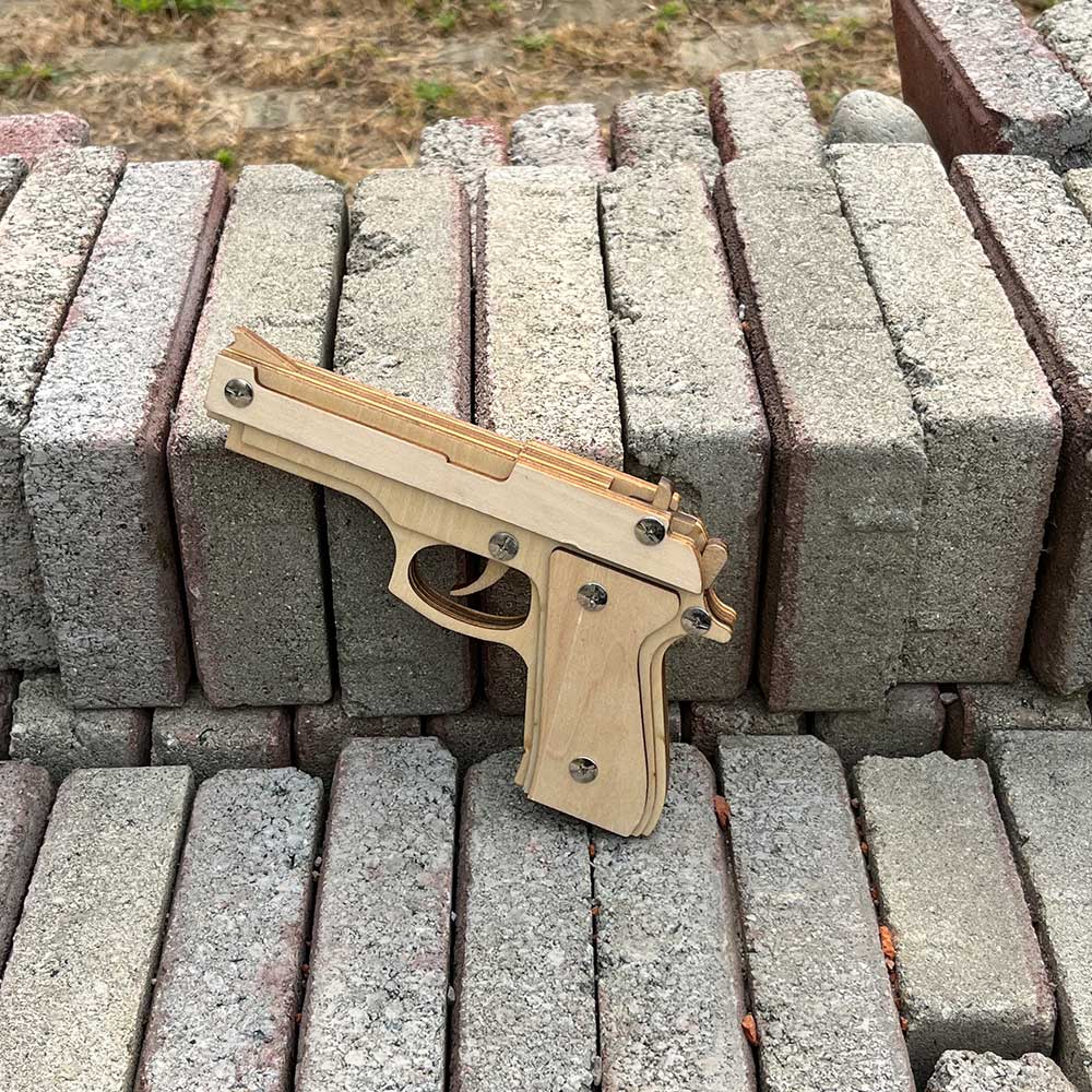 Assembled M92F Wooden Rubber Band Gun - Tophatter Daily Deals