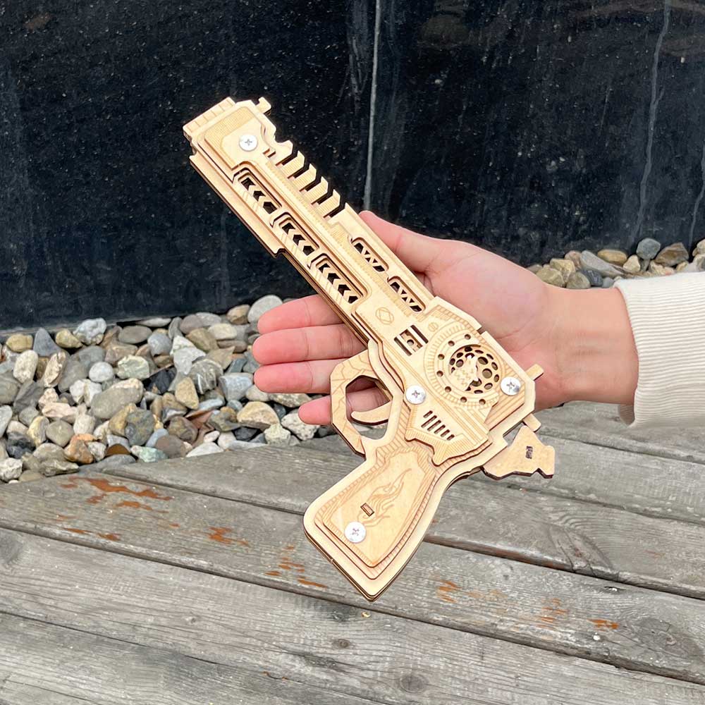 3D Gun Puzzle Wooden Rubber Band Gun Model Kit - Tophatter Daily Deals