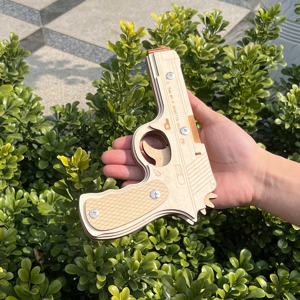 Assembled Beretta Wooden Rubber Band Gun Model Kit - Tophatter Daily Deals