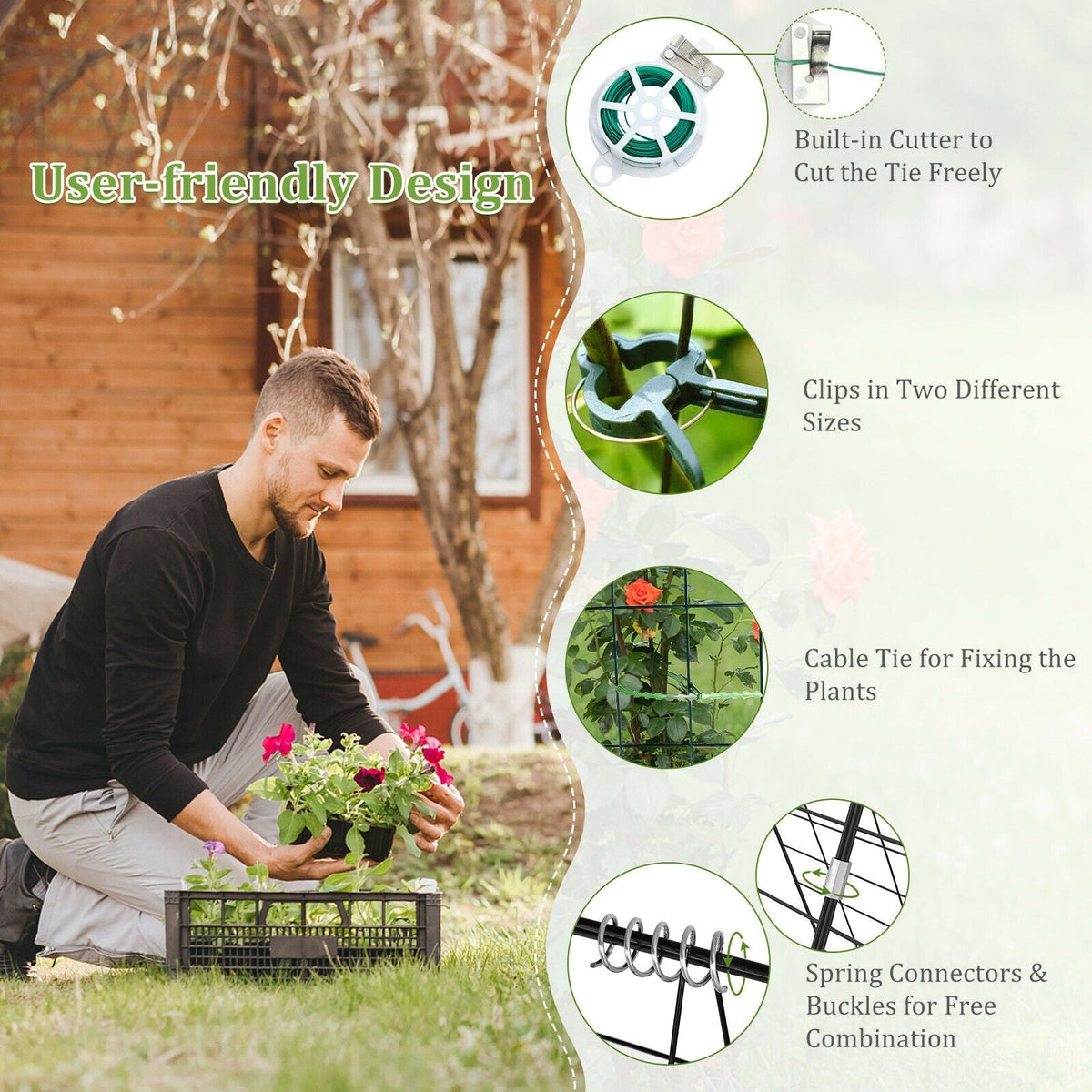 2 Pieces Foldable A-Frame Trellis Plant Supports with Twist Ties Garden & Patio - Tophatter Daily Deals