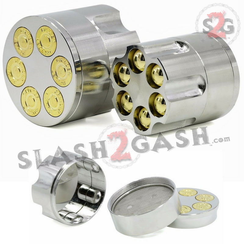 Revolver Bullet Herb Grinder Tobacco Mill - Large 2 Inch 3 piece Smoking Accessories - Tophatter Daily Deals