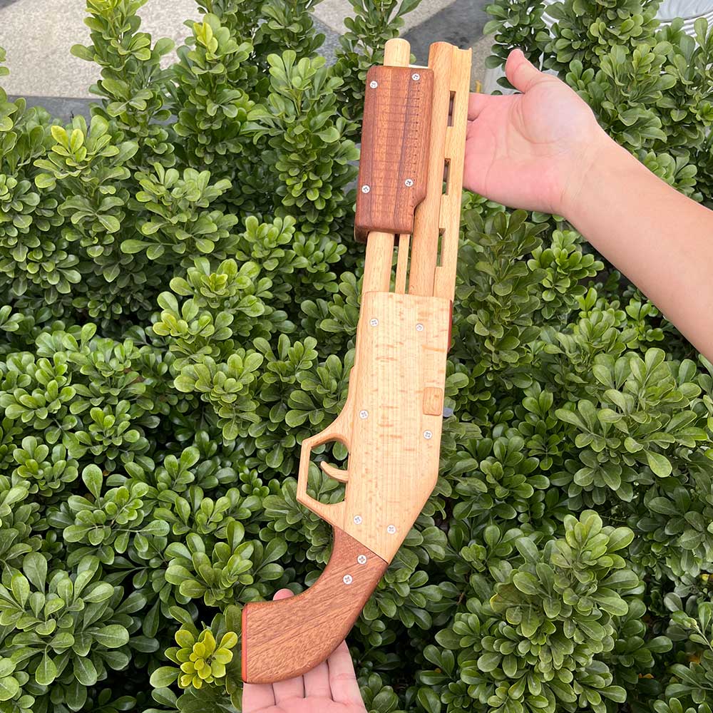 Assembled M37 Shotgun Rubber Band Wooden Replica Gun - Tophatter Daily Deals