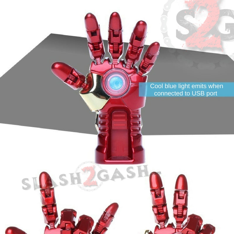Iron Man USB Flash Drive 2.0 Moveable Hand w/ LED Light 16gb Memory Stick USB Flash Drive - Tophatter Daily Deals