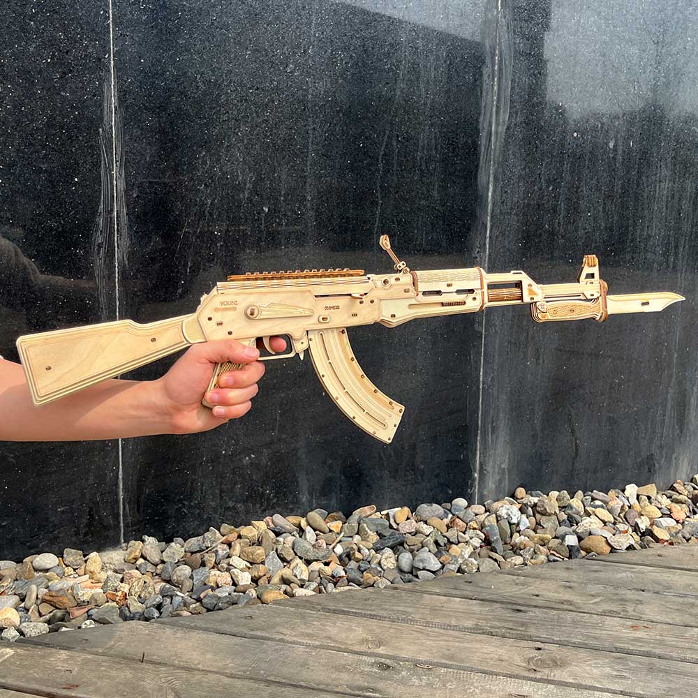 AK47 Wooden Rubber Band Replica Gun Model Kit - Tophatter Daily Deals