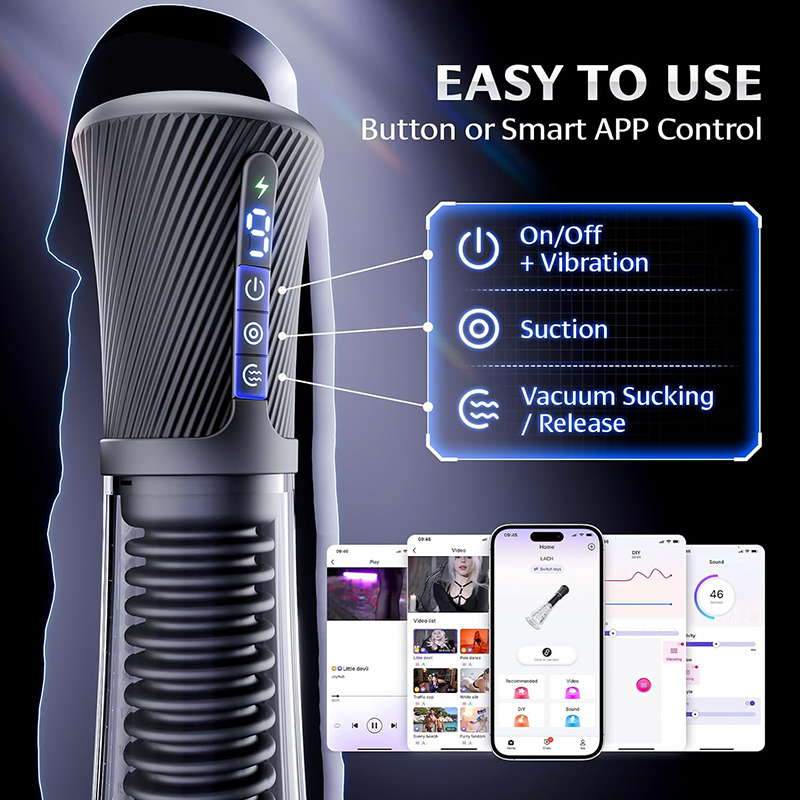 Acmejoy - Upgraded Stroker & Pump & Glans Trainer 3 IN 1 Vibration, Suction & App Control Penis Pump Penis Pumps - Tophatter Daily Deals
