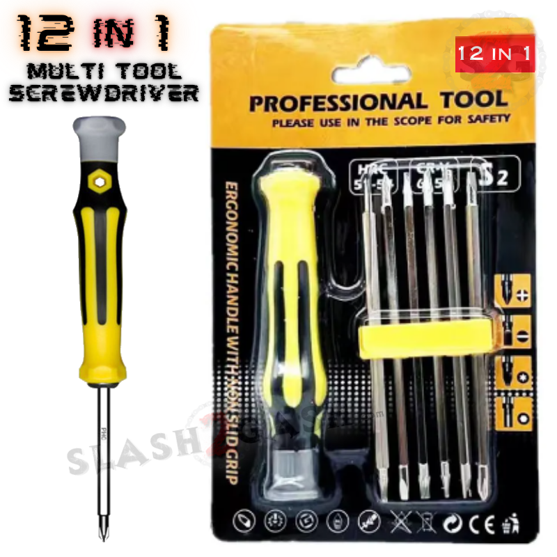 12 in 1 Multi-Tool Screwdriver w/ Swivel Top - Knife Disassembly Tool Knife-Accessory - Tophatter Daily Deals