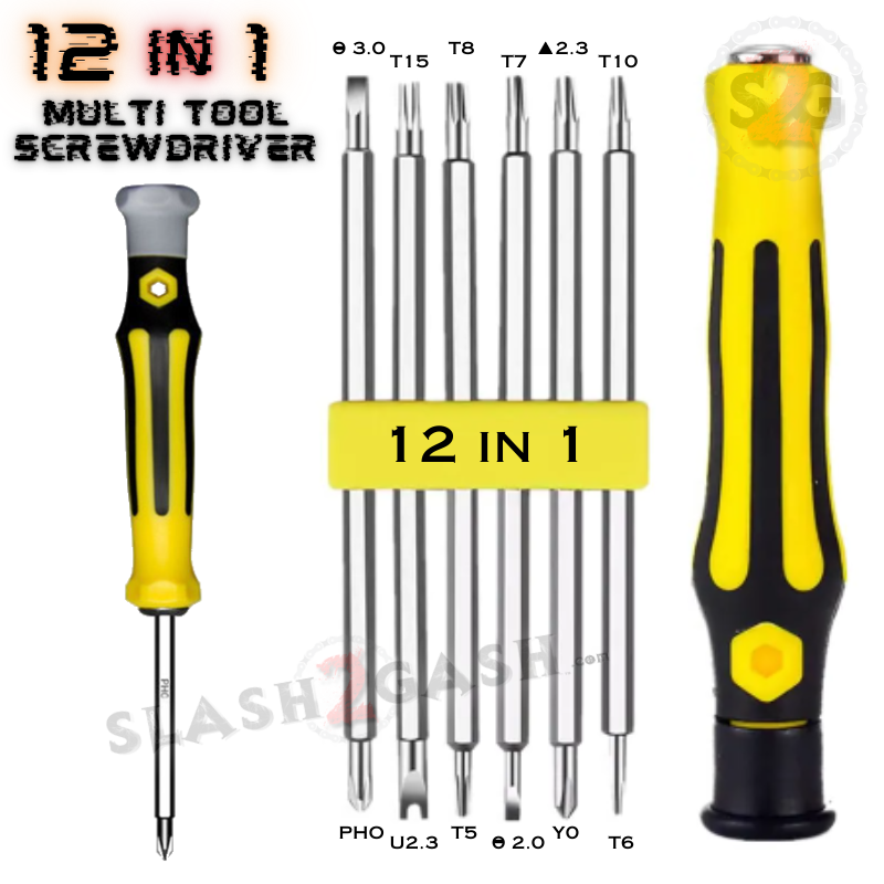 12 in 1 Multi-Tool Screwdriver w/ Swivel Top - Knife Disassembly Tool Knife-Accessory - Tophatter Daily Deals