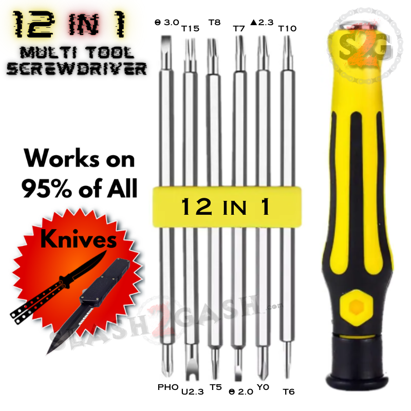 12 in 1 Multi-Tool Screwdriver w/ Swivel Top - Knife Disassembly Tool Knife-Accessory - Tophatter Daily Deals
