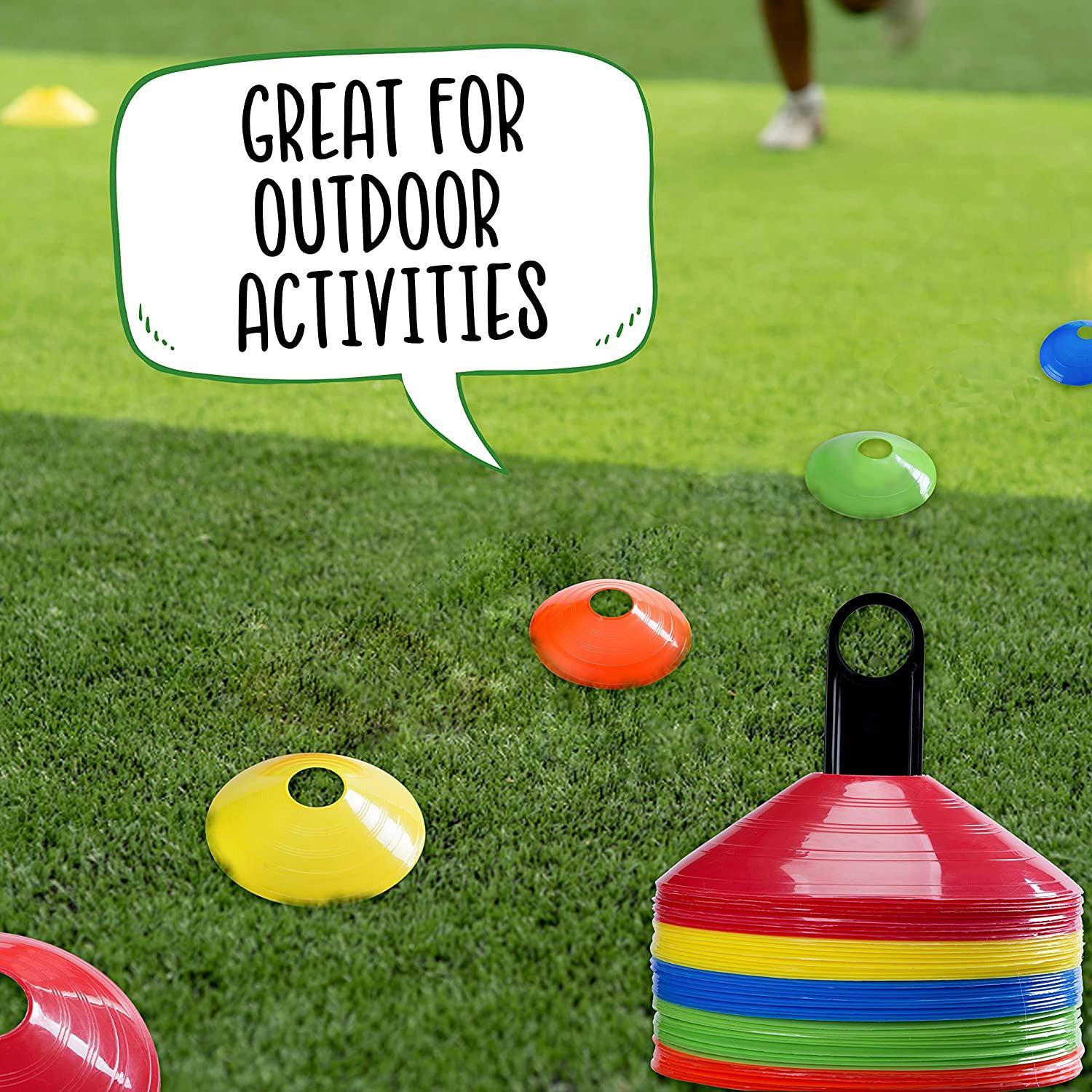 Football Training Cones – Indoor/Outdoor Use – Set of 50 Sports Safety Space Marker Cones with Stand and Bag. Soccer - Tophatter Daily Deals