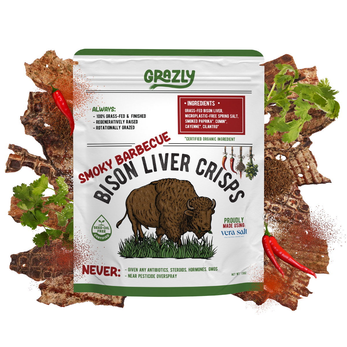 Bison Liver Crisps - 100% Grass-Fed/Finished Smoky Barbecue 1 Pack Health & Wellness - Tophatter Daily Deals