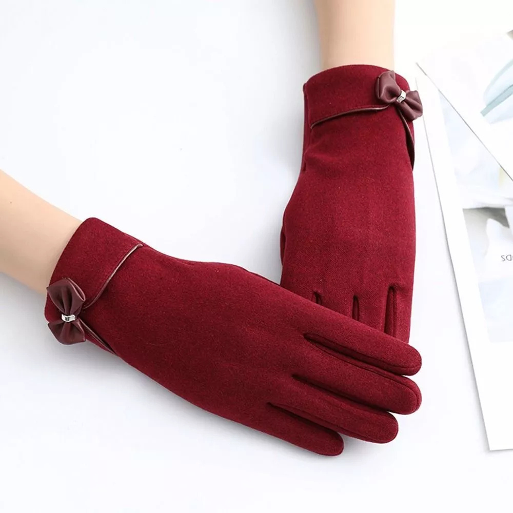 Warm Womens Touchscreen Gloves - Short Fitted Suede Winter Red One Size - Tophatter Daily Deals