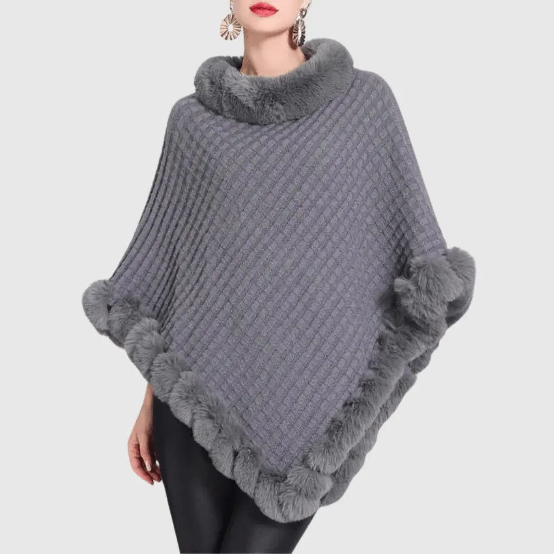 Warm Cozy Women's Poncho - Slouchy Cowl, Acrylic, For Fall Gray One Size - Tophatter Daily Deals