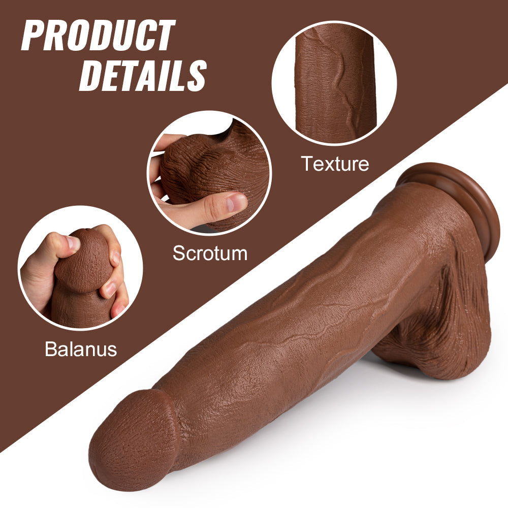 Acmejoy - Silicone Adult Sex Toys Long Brown Dildo with Suction Cup for Hands-Free Play 13.39 in Dildos - Tophatter Daily Deals