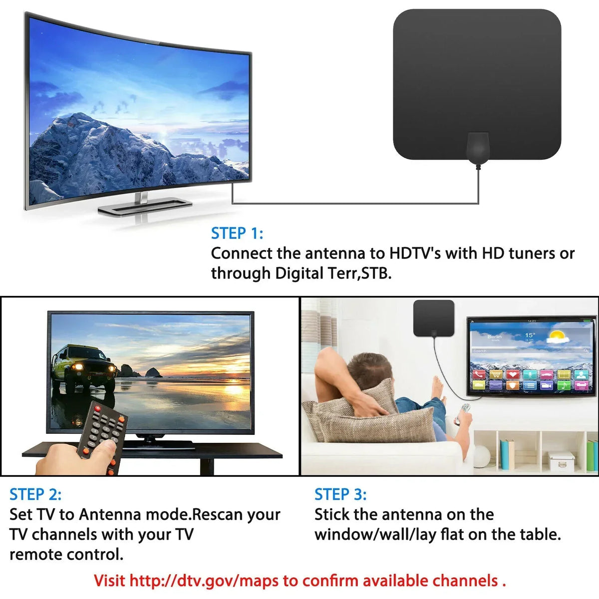 HDTV Antenna 300 Mile Indoor Amplified Fall 2025 Boost - Tophatter Daily Deals