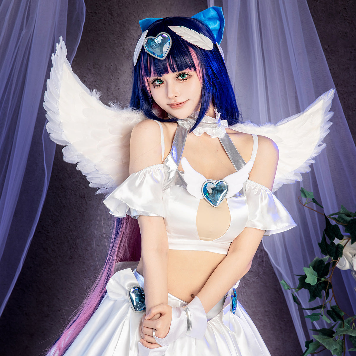 【Pre-Order】New Panty And Stocking with Garterbelt Angel Stocking Cosplay Costume Costume - Tophatter Daily Deals