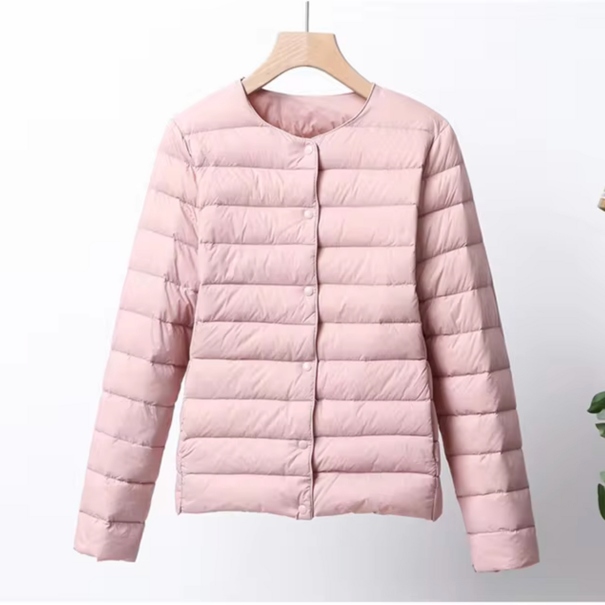 Lightweight Flattering Womens Down Jacket - Short Quilted Pink - Tophatter Daily Deals