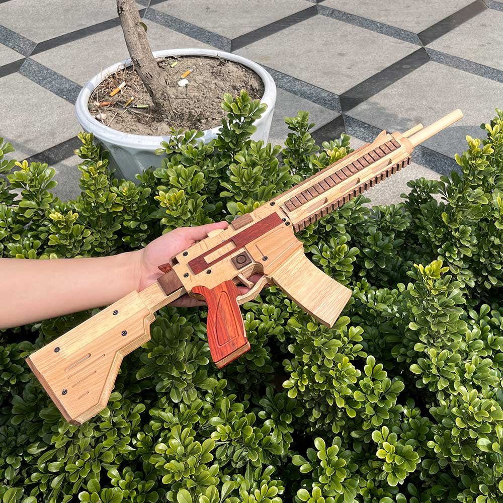 M416 Wooden Rubber Band Gun Model Kit - Tophatter Daily Deals