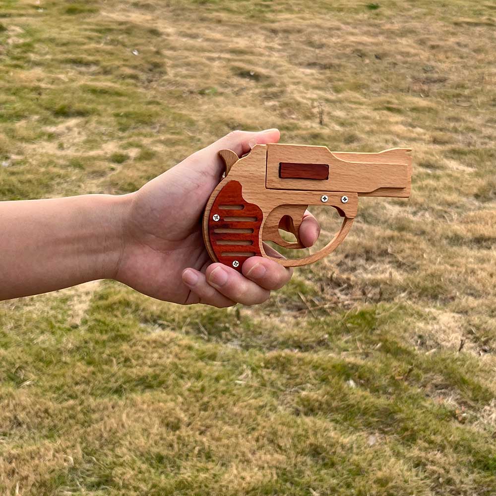 Solid Wood Mini Revolver Rubber Band Gun - Tophatter Daily Deals