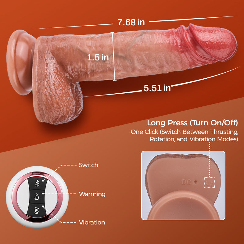 Blush 7.67 In Realistic Thrusting Vibrating Dildo with Internal Warming Sensations Dildos - Tophatter Daily Deals
