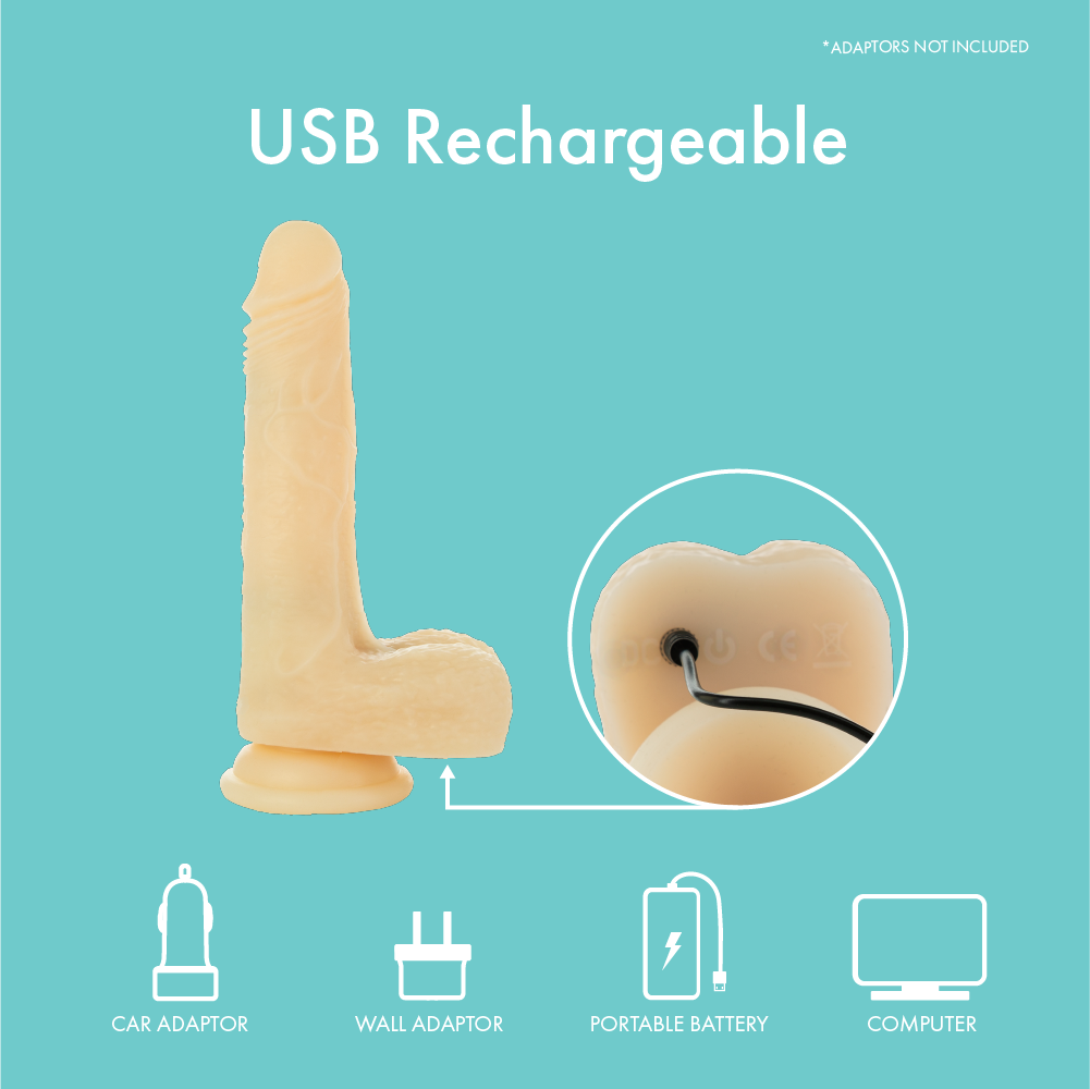 BMS PL Amazing Adam Vibrating & Rotating Ivory Dildo 7" with Remote Realistic Vibrating Dildo - Tophatter Daily Deals