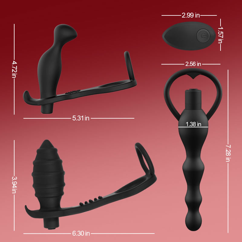 Abe - 10 Vibrating Prostate Massager Set 3PCS Anal Toys - Tophatter Daily Deals