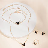 5PCS Fashion Butterfly Pendants Necklace Earrings Ring Bracelet Sets For Women Jewelry Set Bridal Wedding Jewelry Gift 0 - Tophatter Daily Deals